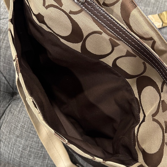 Coach Signature Stripe Baby Diaper Work Travel Large Canvas Brown Tote - Picture 16 of 17